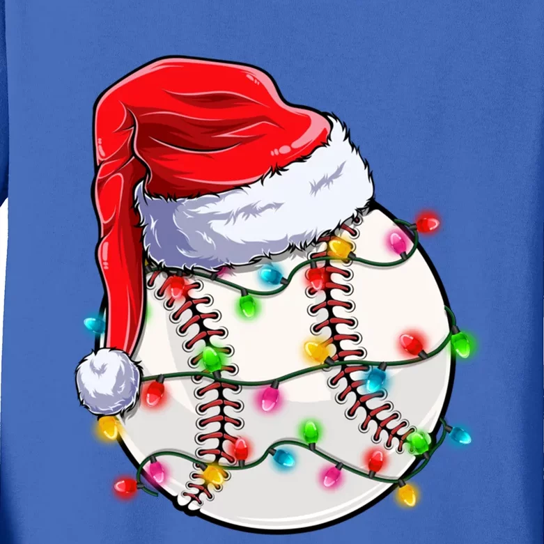 Christmas Baseball Santa Hat Funny Xmas Pajama Cute Gift Kids Long Sleeve Shirt