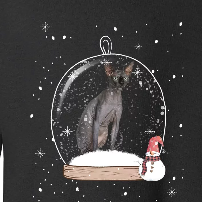 Christmas Black Sphynx Cat Snow Globe Gift Toddler Sweatshirt