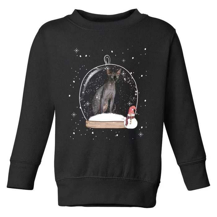 Christmas Black Sphynx Cat Snow Globe Gift Toddler Sweatshirt