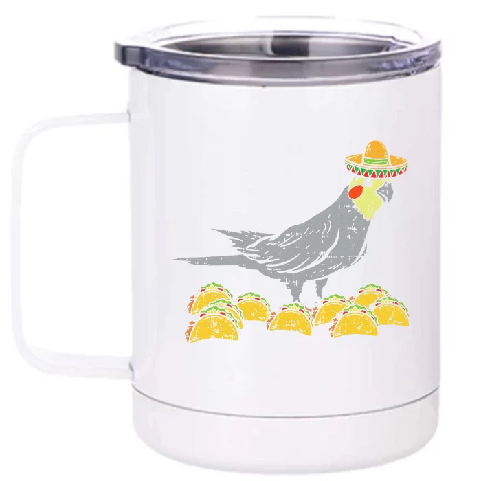 Cockatiel Bird Sombrero Tacos Cinco De Mayo Mexican Front & Back 12oz Stainless Steel Tumbler Cup