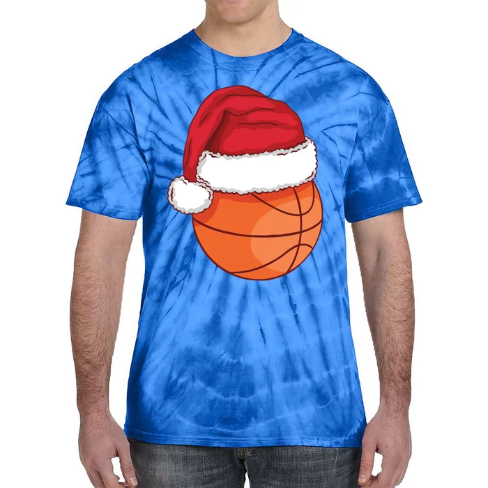 Christmas Basketball Santa Hat Xmas Basketball Ball Sports Great Gift Tie-Dye T-Shirt