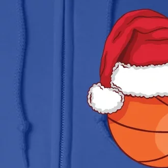 Christmas Basketball Santa Hat Xmas Basketball Ball Sports Great Gift Full Zip Hoodie