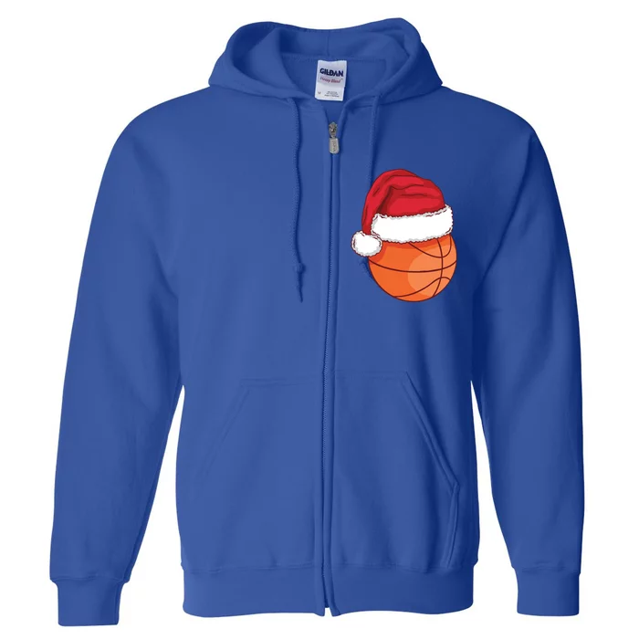 Christmas Basketball Santa Hat Xmas Basketball Ball Sports Great Gift Full Zip Hoodie