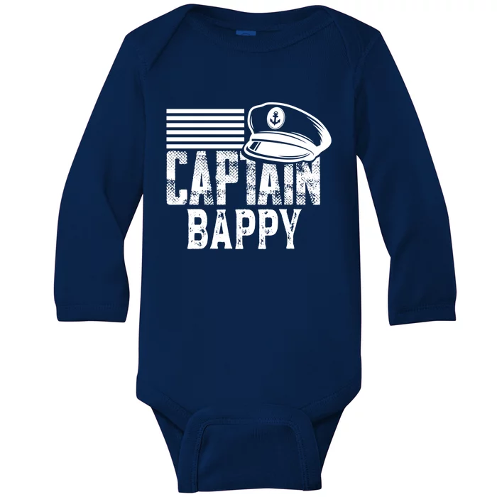 Captain Bappy Sailing Captain Hat Boat Owner Boating Sweatshirt Baby Long Sleeve Bodysuit