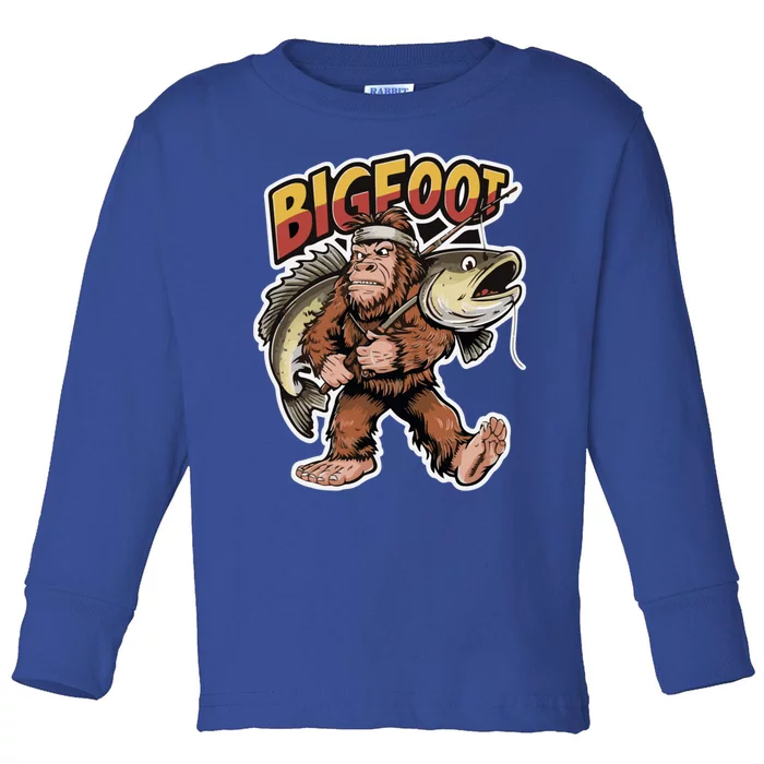 Catfishing Bigfoot Sasquatch Hunting Catfish Catfisher Gift Toddler Long Sleeve Shirt