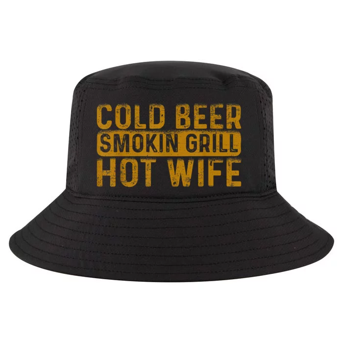 Cold Beer Smoking Grill Hotwife Husband Wife Bbq Joke Cool Comfort Performance Bucket Hat