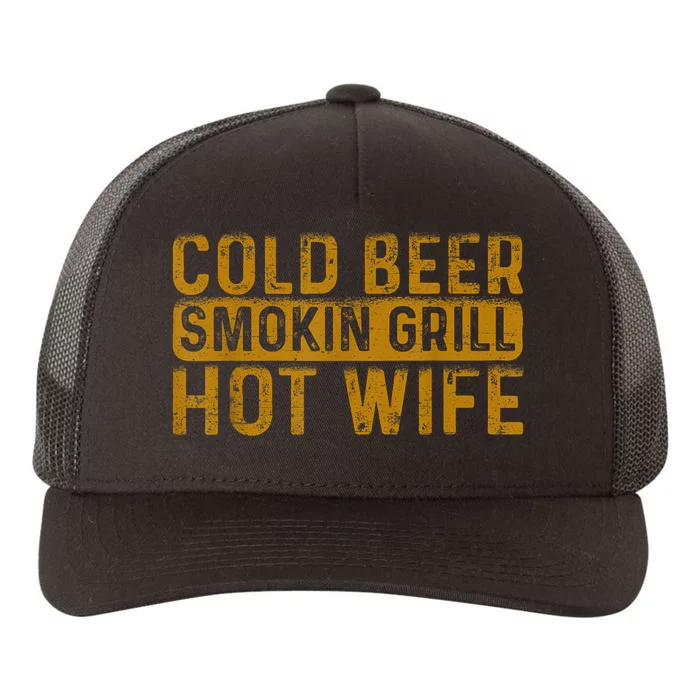 Cold Beer Smoking Grill Hotwife Husband Wife Bbq Joke Yupoong Adult 5-Panel Trucker Hat