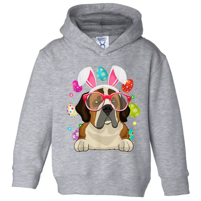 Cute Bunny St Bernard Dog Face Easter Eggs Easter Day Toddler Hoodie