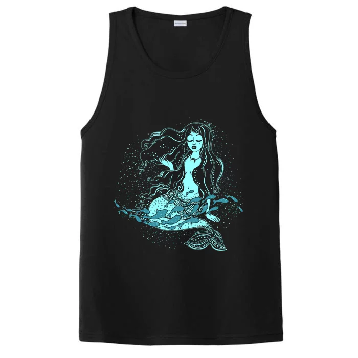 Cute Boho Space Galaxy Mermaid Performance Tank