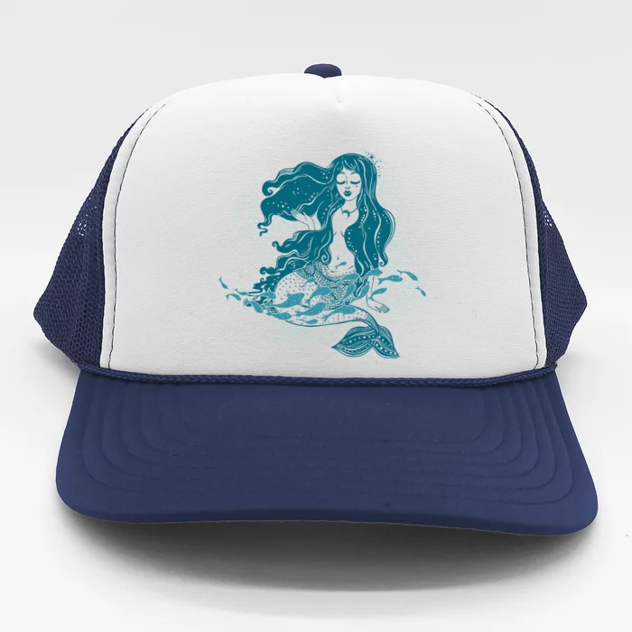 Cute Boho Space Galaxy Mermaid Trucker Hat