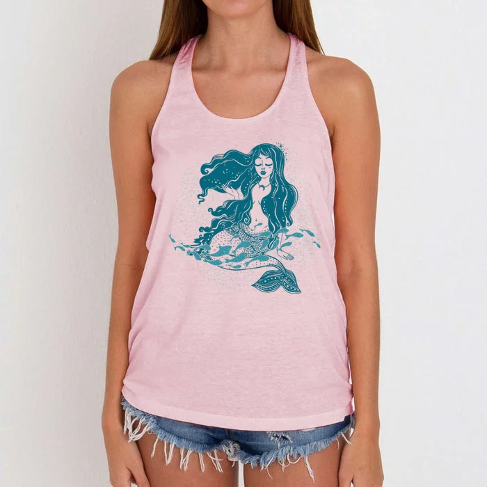 Cute Boho Space Galaxy Mermaid Women's Knotted Racerback Tank