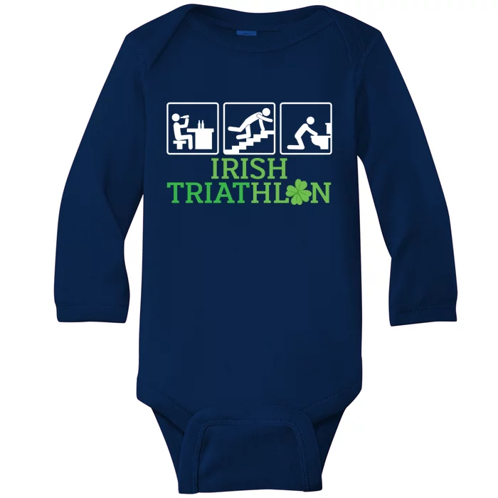 Crawl Be Sick Hangover Irish Triathlon St Patricks Day Meaningful Gift Baby Long Sleeve Bodysuit