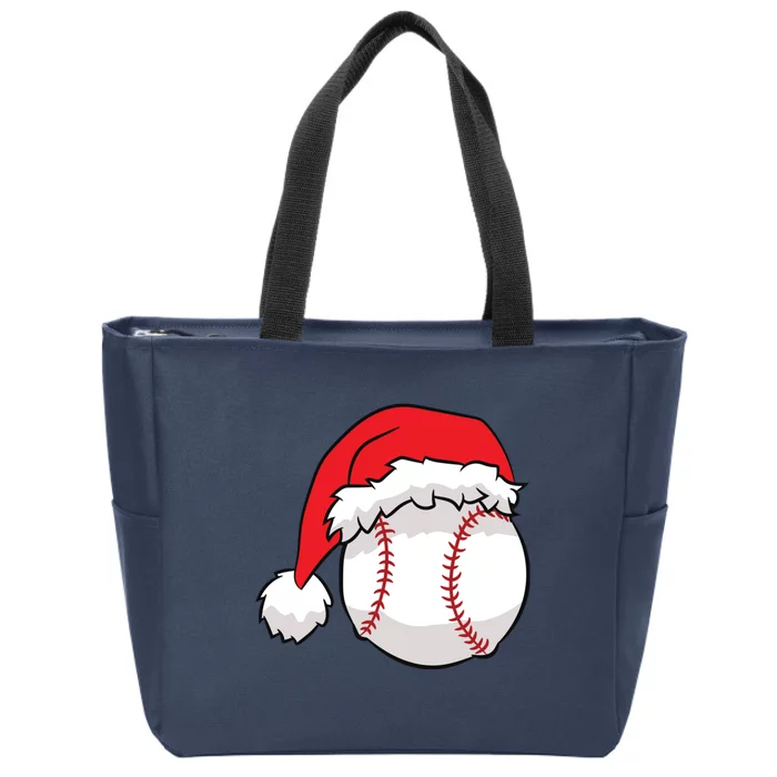 Christmas Baseball Santa Hat Baseball Zip Tote Bag