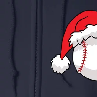 Christmas Baseball Santa Hat Baseball Full Zip Hoodie