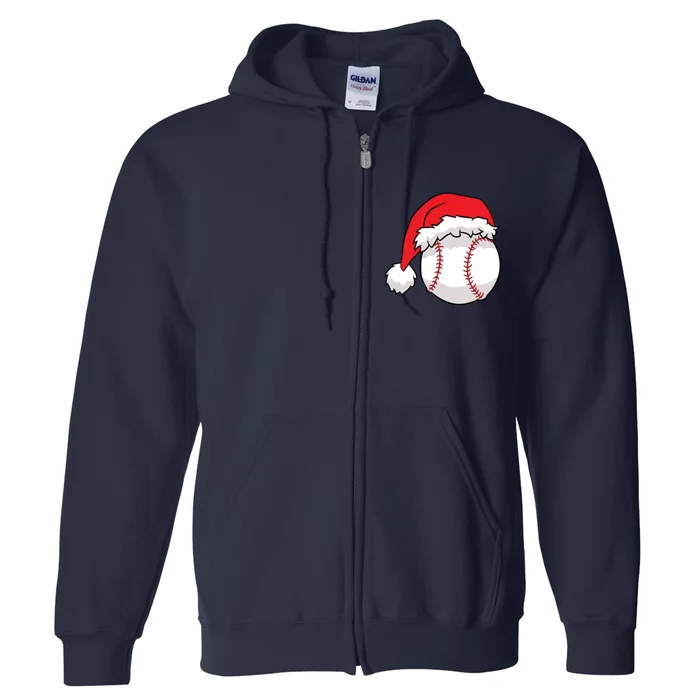 Christmas Baseball Santa Hat Baseball Full Zip Hoodie