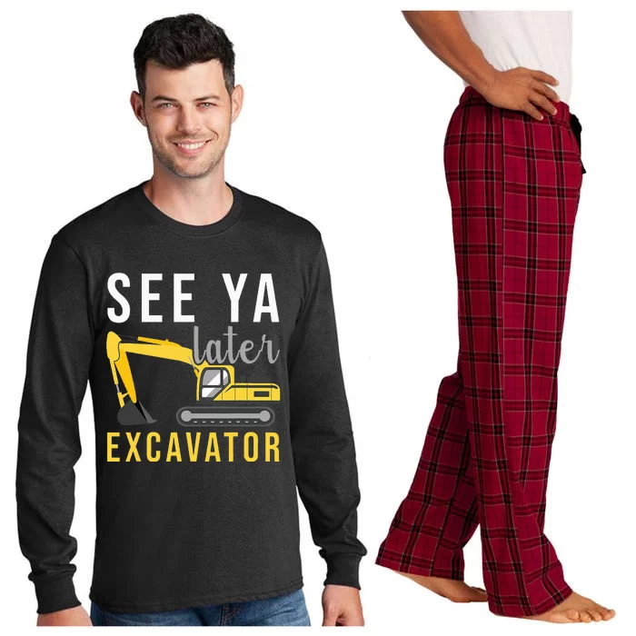 Construction Birthday See Ya Later Excavator Long Sleeve Pajama Set