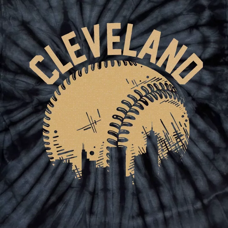 Cleveland Baseball Skyline Ohio Player Coach Fan Tie-Dye T-Shirt