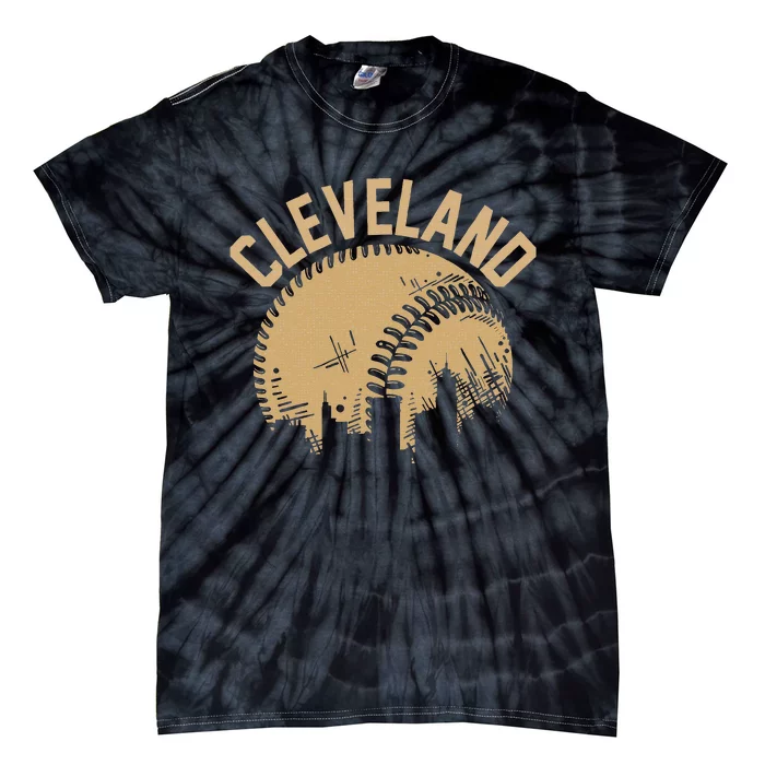 Cleveland Baseball Skyline Ohio Player Coach Fan Tie-Dye T-Shirt