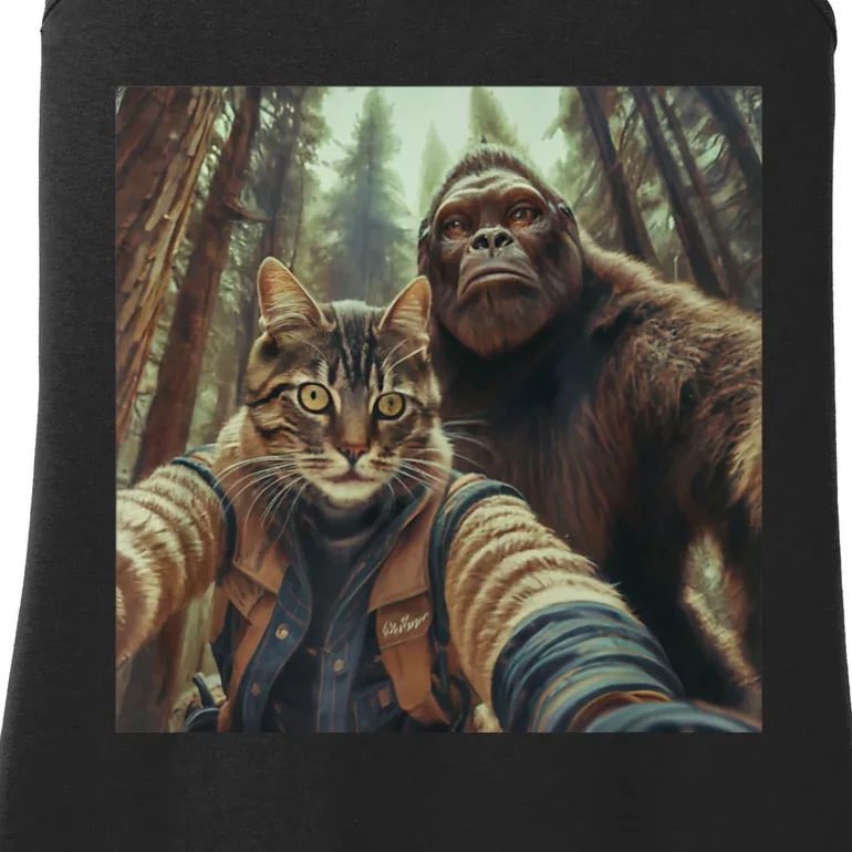 Cat Bigfoot Sasquatch Selfie Photo Funny Retro Classic Humor Ladies Essential Tank