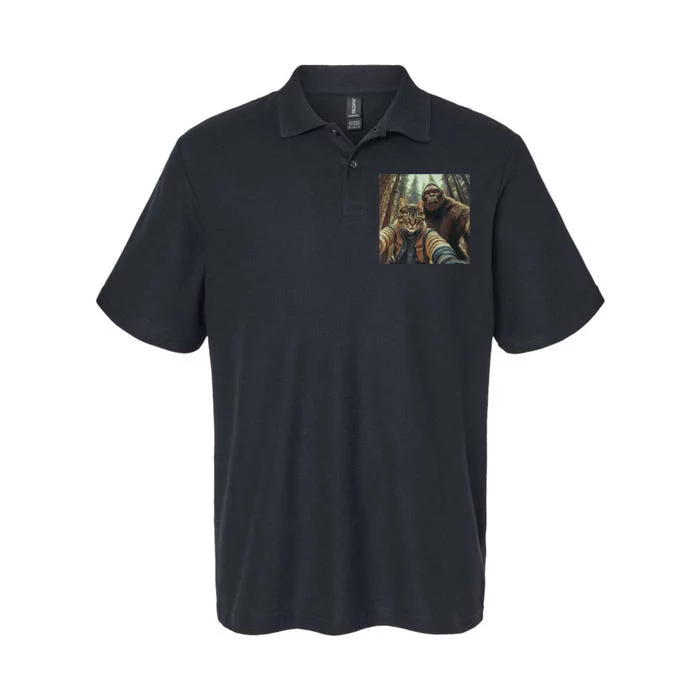 Cat Bigfoot Sasquatch Selfie Photo Funny Retro Classic Humor Softstyle Adult Sport Polo