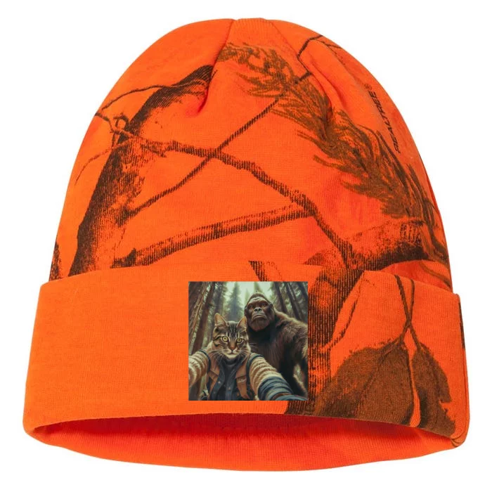 Cat Bigfoot Sasquatch Selfie Photo Funny Retro Classic Humor Kati - 12in Camo Beanie