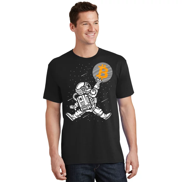 Cryptocurrency Bitcoin Space Moon Funny T-Shirt