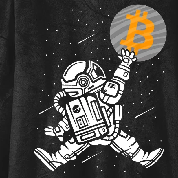 Cryptocurrency Bitcoin Space Moon Funny Hooded Wearable Blanket