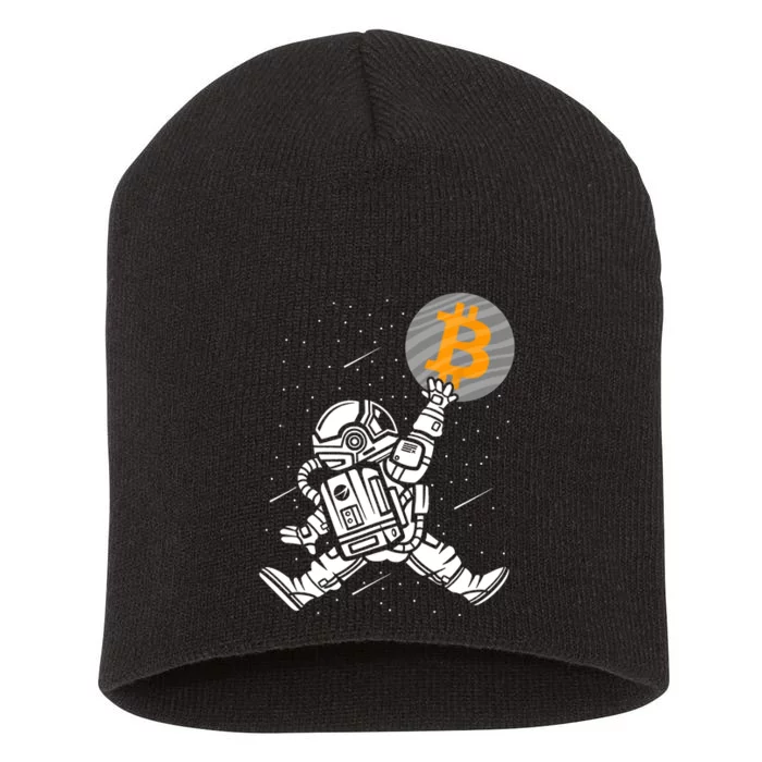 Cryptocurrency Bitcoin Space Moon Funny Short Acrylic Beanie