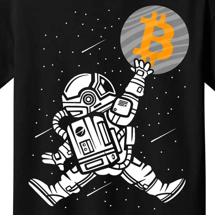 Cryptocurrency Bitcoin Space Moon Funny Kids T-Shirt