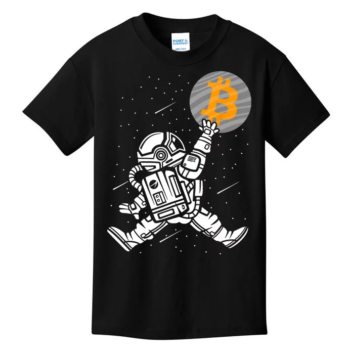 Cryptocurrency Bitcoin Space Moon Funny Kids T-Shirt