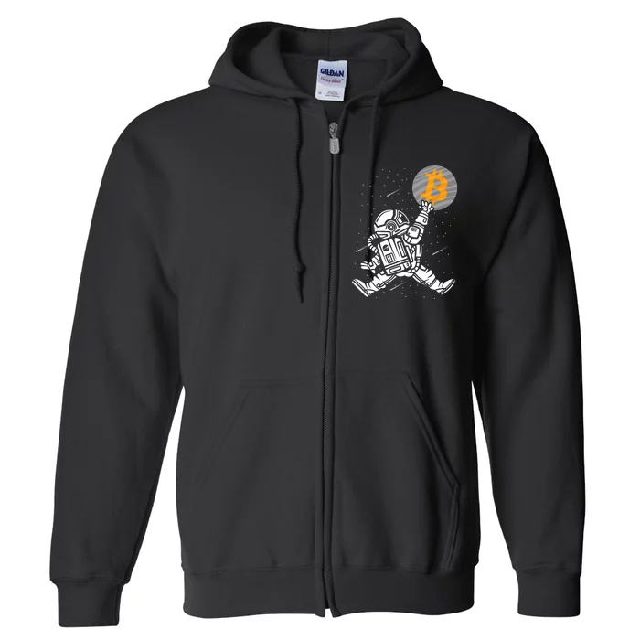 Cryptocurrency Bitcoin Space Moon Funny Full Zip Hoodie