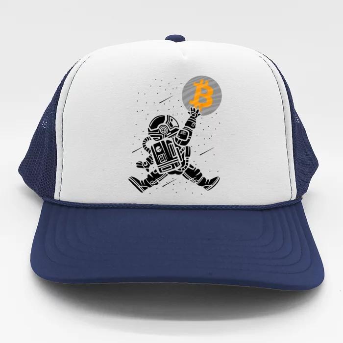 Cryptocurrency Bitcoin Space Moon Funny Trucker Hat