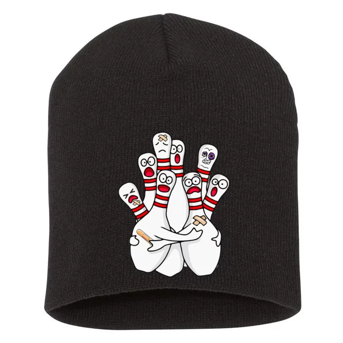 Cartoon Bowling Scared Bowling Pins Funny Sport Bowler Short Acrylic Beanie