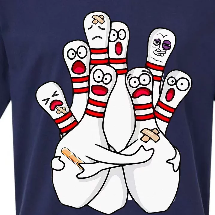 Cartoon Bowling Scared Bowling Pins Funny Sport Bowler Sueded Cloud Jersey T-Shirt