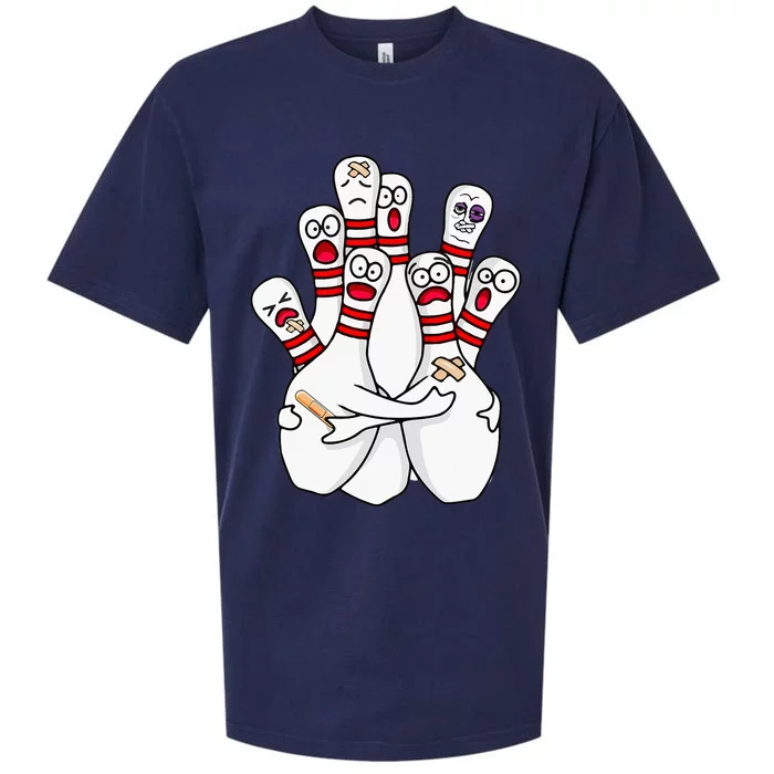 Cartoon Bowling Scared Bowling Pins Funny Sport Bowler Sueded Cloud Jersey T-Shirt