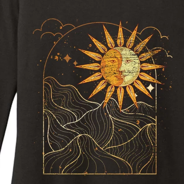 Celestial Bodies Sun Moon Bohemian Aesthetic Astrology Gift Womens CVC Long Sleeve Shirt