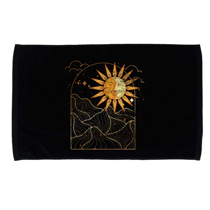 Celestial Bodies Sun Moon Bohemian Aesthetic Astrology Gift Microfiber Hand Towel