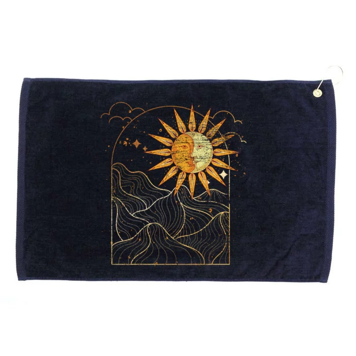 Celestial Bodies Sun Moon Bohemian Aesthetic Astrology Gift Grommeted Golf Towel