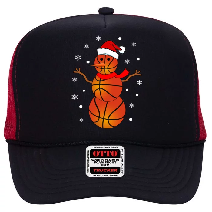 Christmas Basketball Snow Gift Basketball Christmas Gift High Crown Mesh Trucker Hat