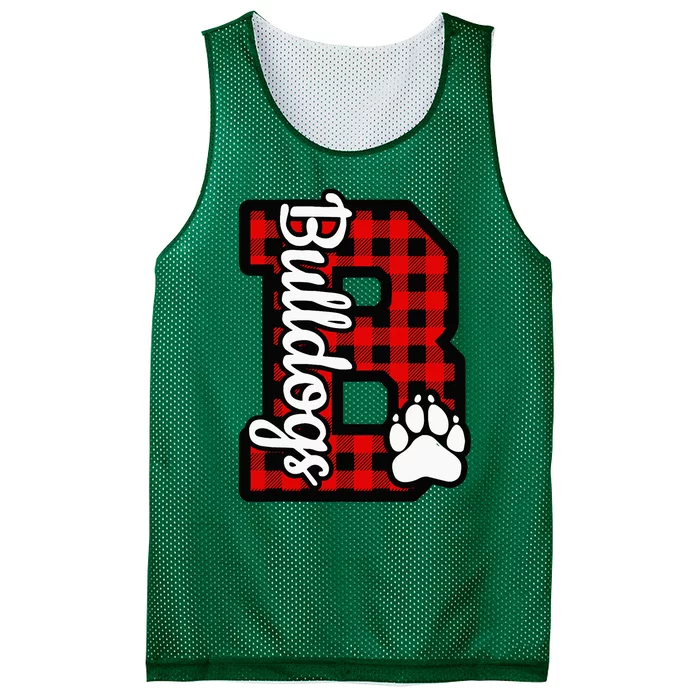 Cheer Bulldogs School Sports Fan Team Spirit Buffalo Plaid Mesh Reversible Basketball Jersey Tank