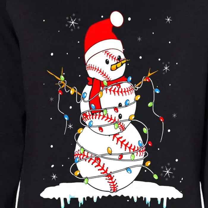 Christmas Baseball Snowman Santa Xmas Lights Womens California Wash Sweatshirt