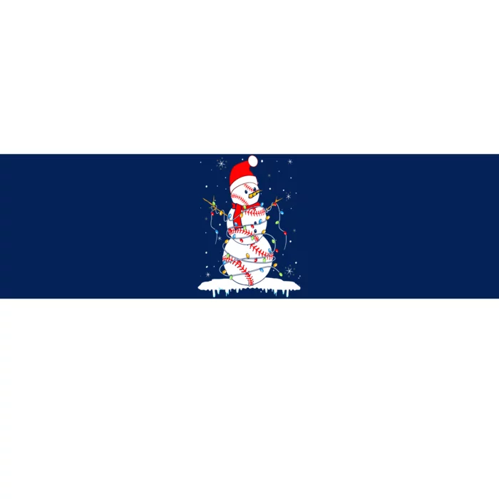 Christmas Baseball Snowman Santa Xmas Lights Bumper Sticker