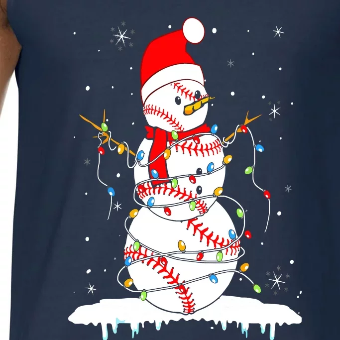 Christmas Baseball Snowman Santa Xmas Lights Comfort Colors® Tank Top