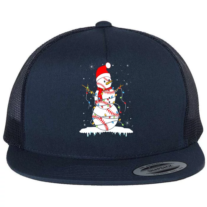 Christmas Baseball Snowman Santa Xmas Lights Flat Bill Trucker Hat