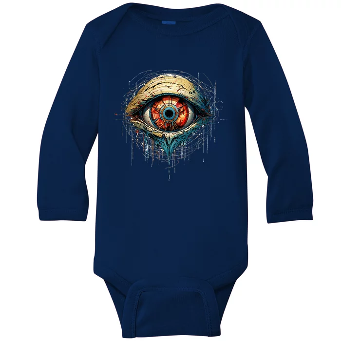 Comic Book Style Eyeball Baby Long Sleeve Bodysuit