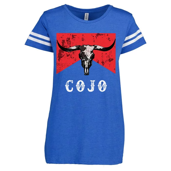 C.O.J.O Bull Skull Music Country 70s Cowboys Boots Enza Ladies Jersey Football T-Shirt