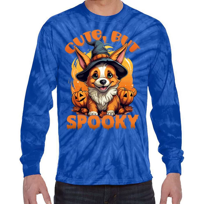 Cute But Spooky Corgi Halloween Dog Gift Tie-Dye Long Sleeve Shirt