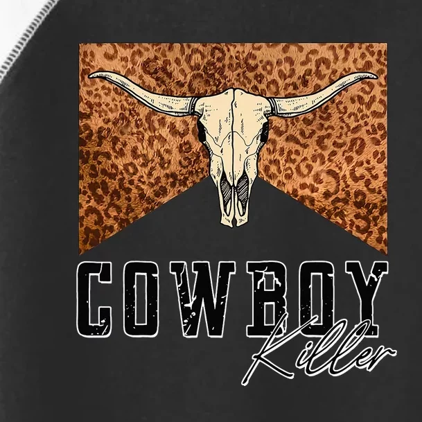 Cow Bull Skull Cow Killer Western Leopard Toddler Fine Jersey T-Shirt