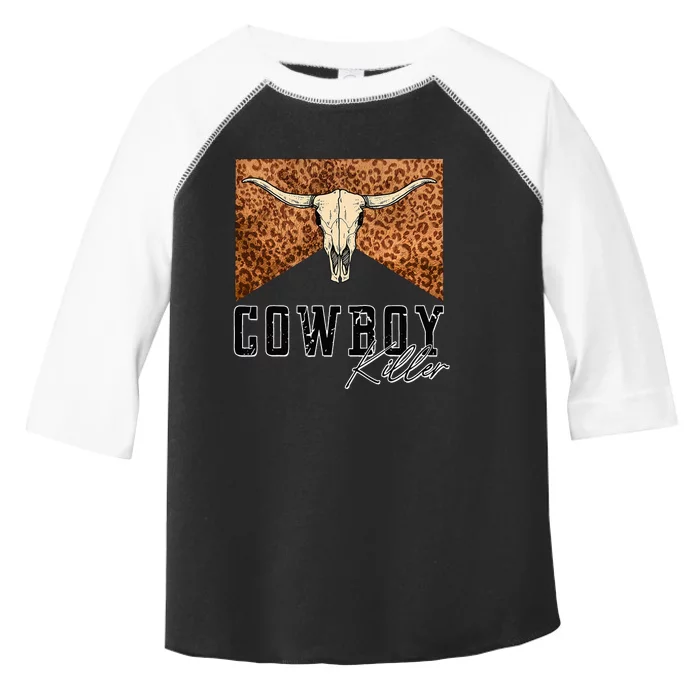 Cow Bull Skull Cow Killer Western Leopard Toddler Fine Jersey T-Shirt