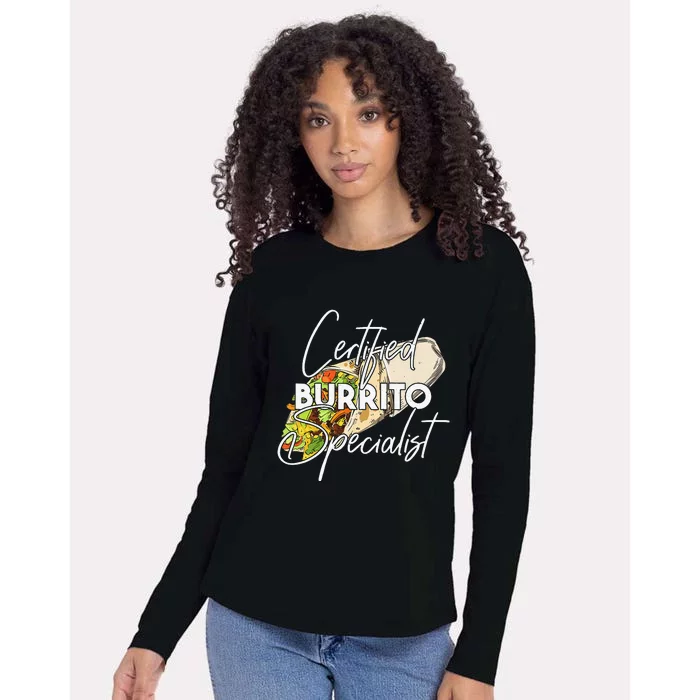 Certified Burrito Specialist Burritos funny taco Womens Cotton Relaxed Long Sleeve T-Shirt